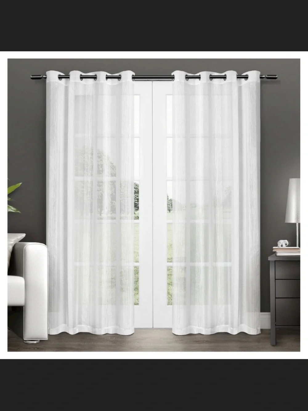Sheer Window Curtain Panels - White